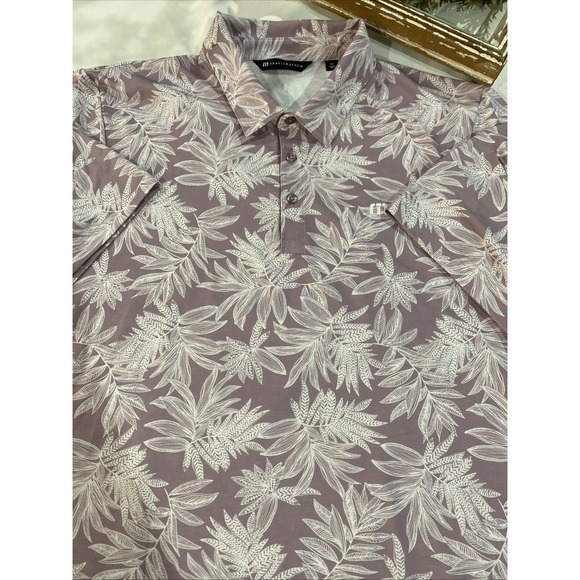 Travis Mathew Other - Travis Mathew Golf Polo Men's Size XXL Shirt Sleeve‎ Mauve Floral Leaves Print